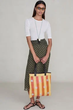 Chan Luu Striped Market Tote Bag Orange