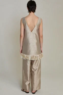 Chan Luu Tanged Yarn Dupioni Tank Taupe