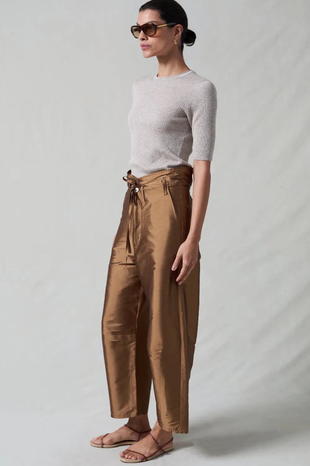 Chan Luu Techno Taffeta Barre Pant Bronze
