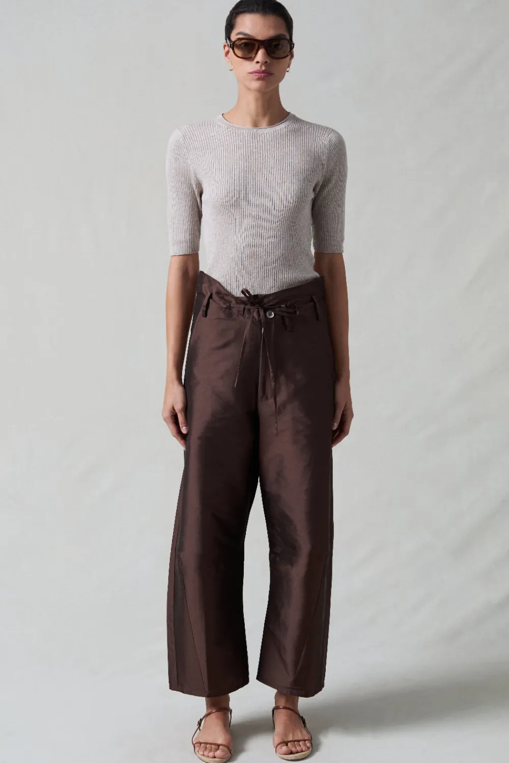 Chan Luu Techno Taffeta Barre Pant Chocoate