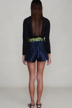 Chan Luu Techno Taffeta Two Tone hort Navy