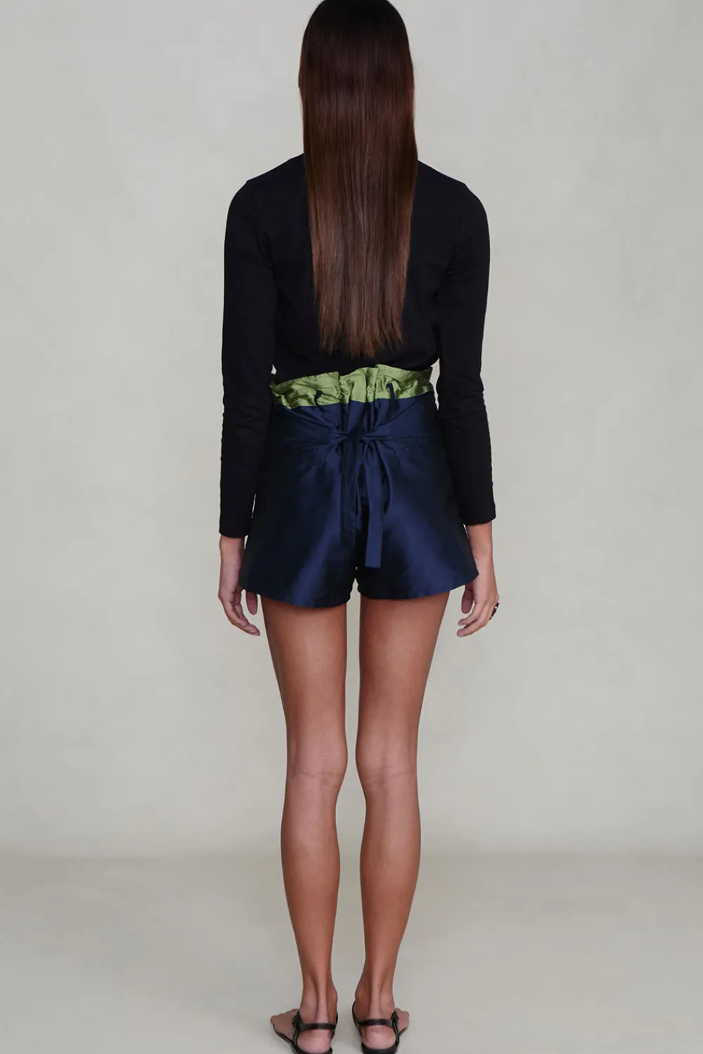 Chan Luu Techno Taffeta Two Tone hort Navy