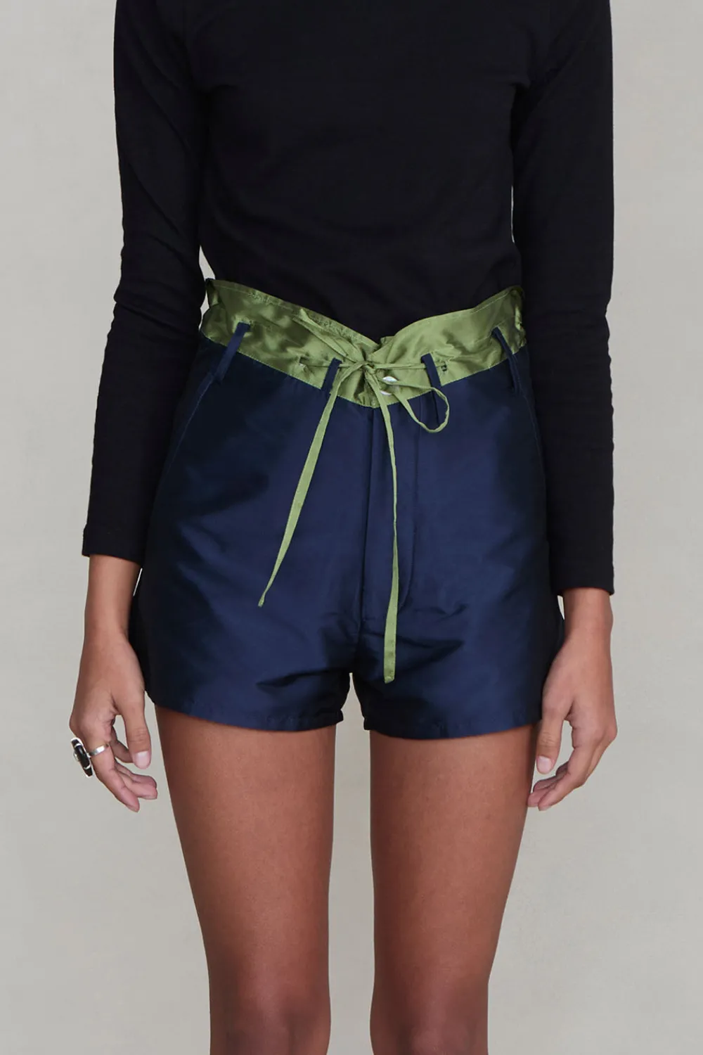Chan Luu Techno Taffeta Two Tone hort Navy