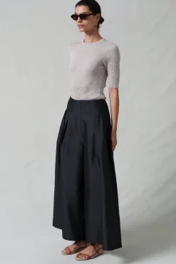 Chan Luu Techno Taffeta Utra Wide eg Trouer Back