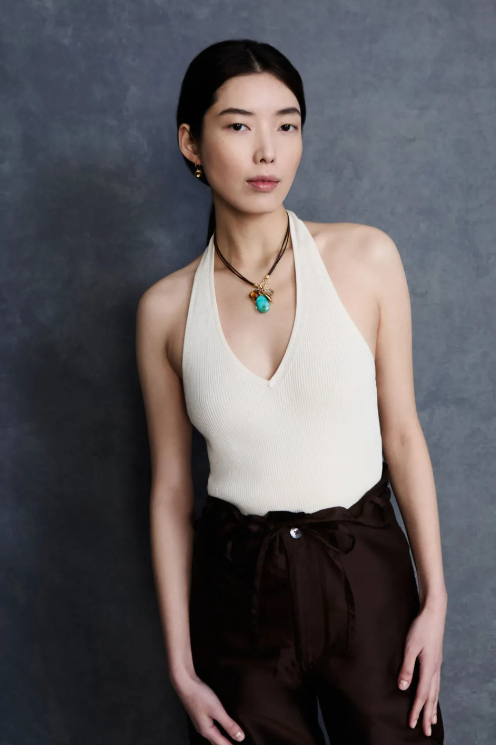 Chan Luu Traveler Leather Charm Necklace Turquoise