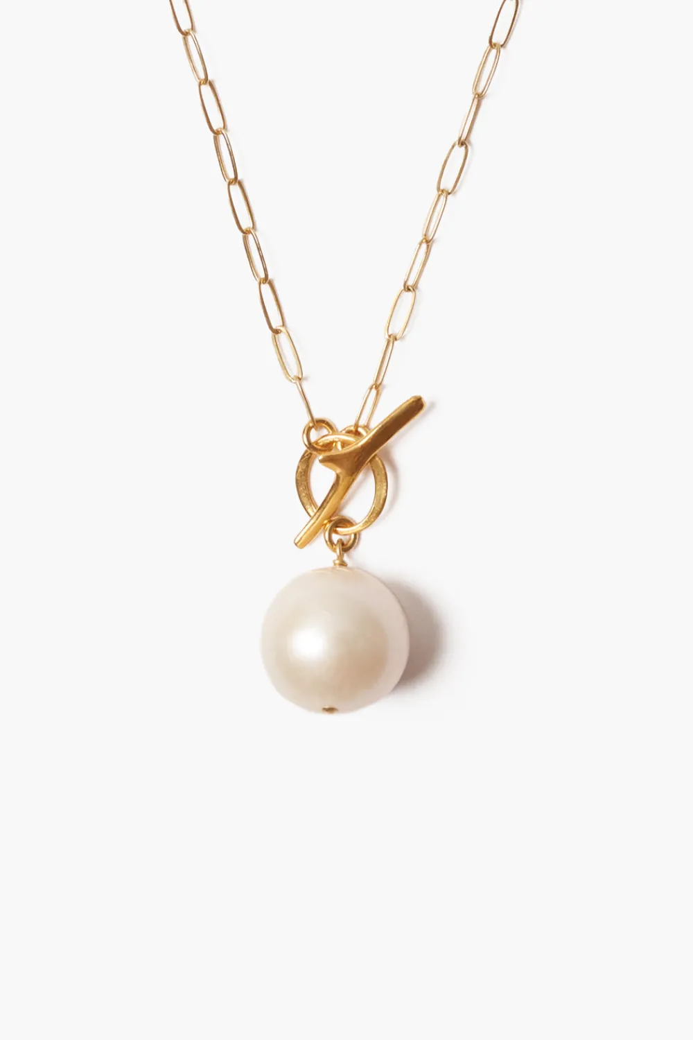 Chan Luu White Freshwater Pearl Toggle Necklace