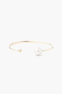 Chan Luu White Pearl and Gold Diamond Cuff