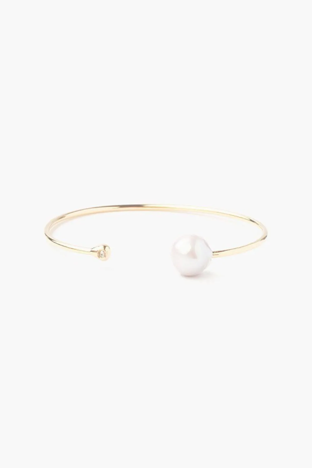Chan Luu White Pearl and Gold Diamond Cuff