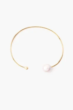 Chan Luu White Pearl and Gold Diamond Cuff