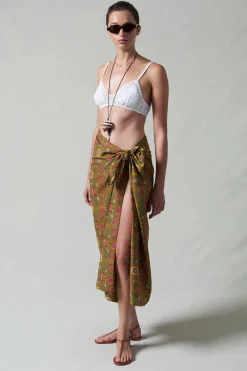 Chan Luu Widfower Printed arong Oive Green