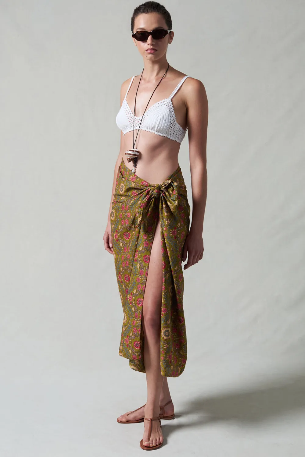 Chan Luu Widfower Printed arong Oive Green