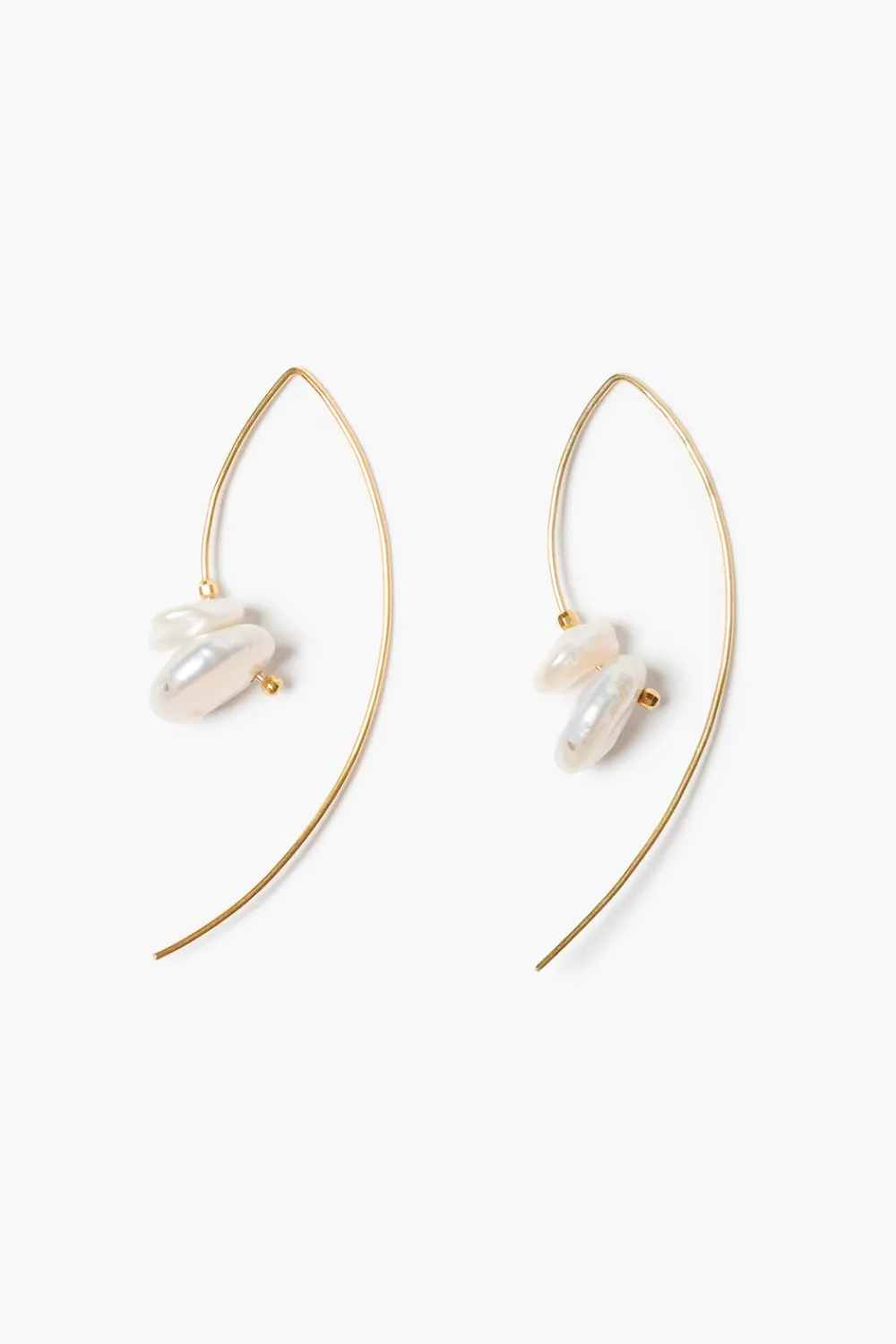 Chan Luu Wire Thread Earrings White Pearl