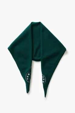 Chan Luu Wool Cashmere Embroidered Bandana Green