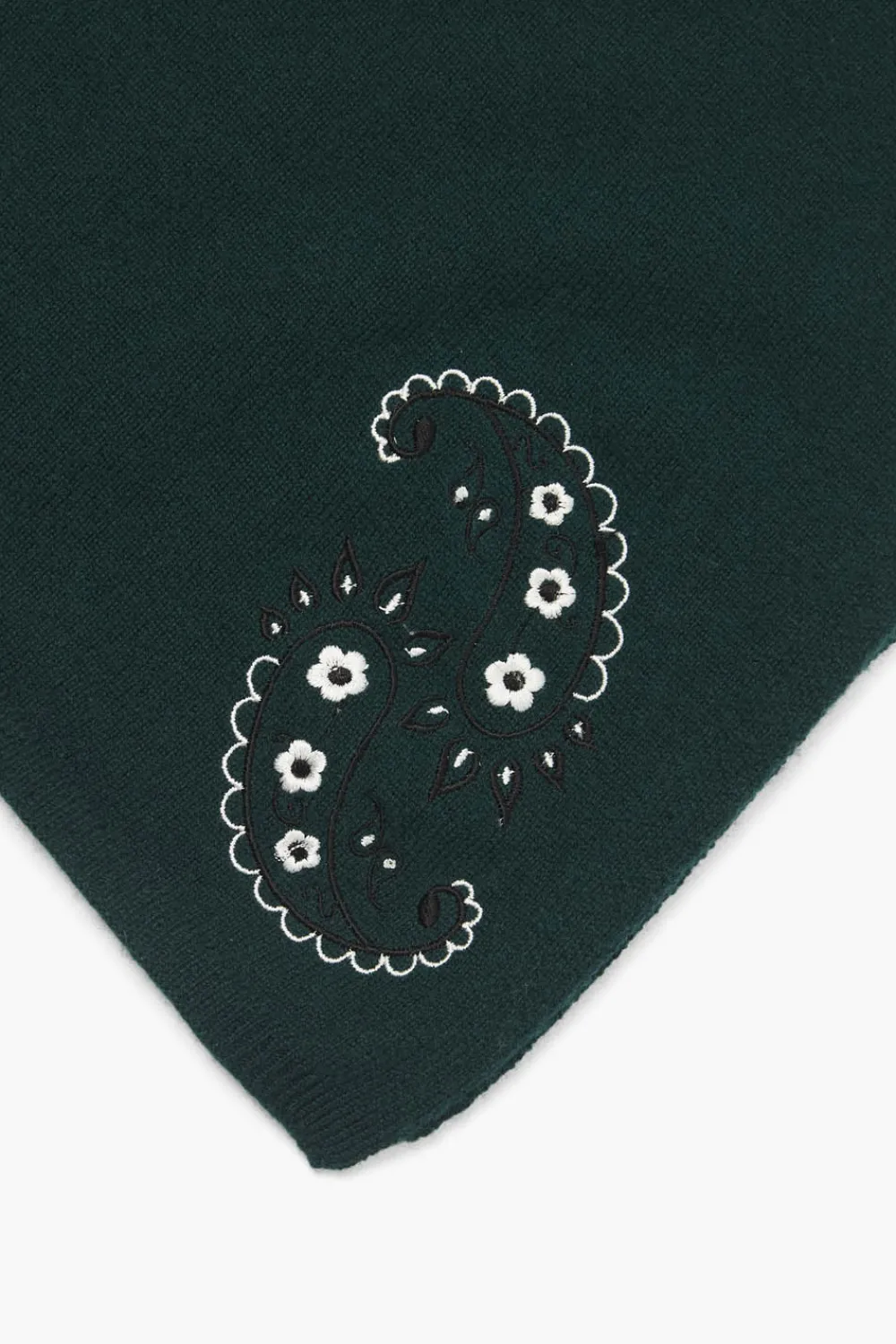 Chan Luu Wool Cashmere Embroidered Bandana Green