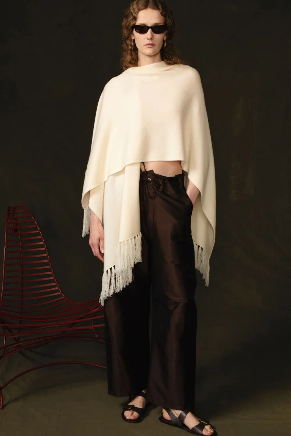 Chan Luu Woo Cahere Knit Cape Apen White